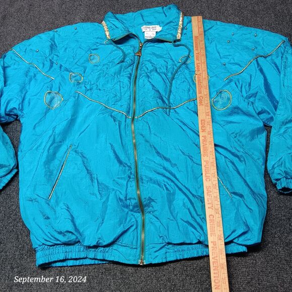 Vintage‎ Euro Joy Windbreaker Lightweight Jacket Women Large Blue - Picture 5 of 8